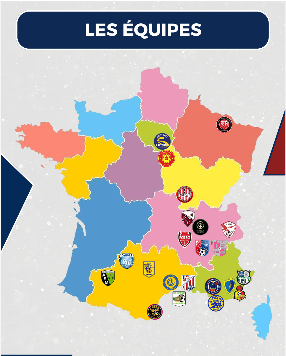 Carte des équipes engagées